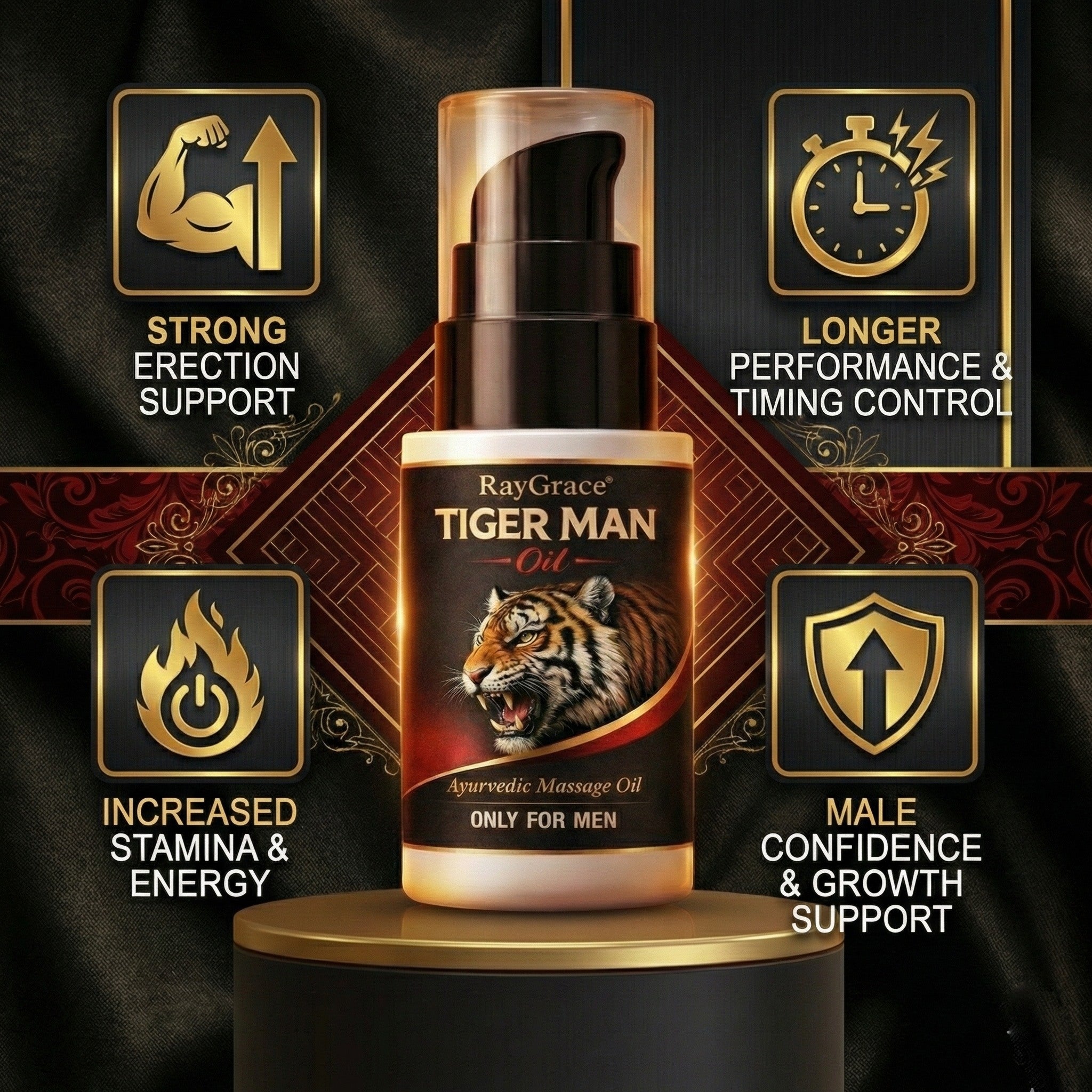 Tiger Man Oil – Ayurvedic Power Massage Oil for Strength & Stamina