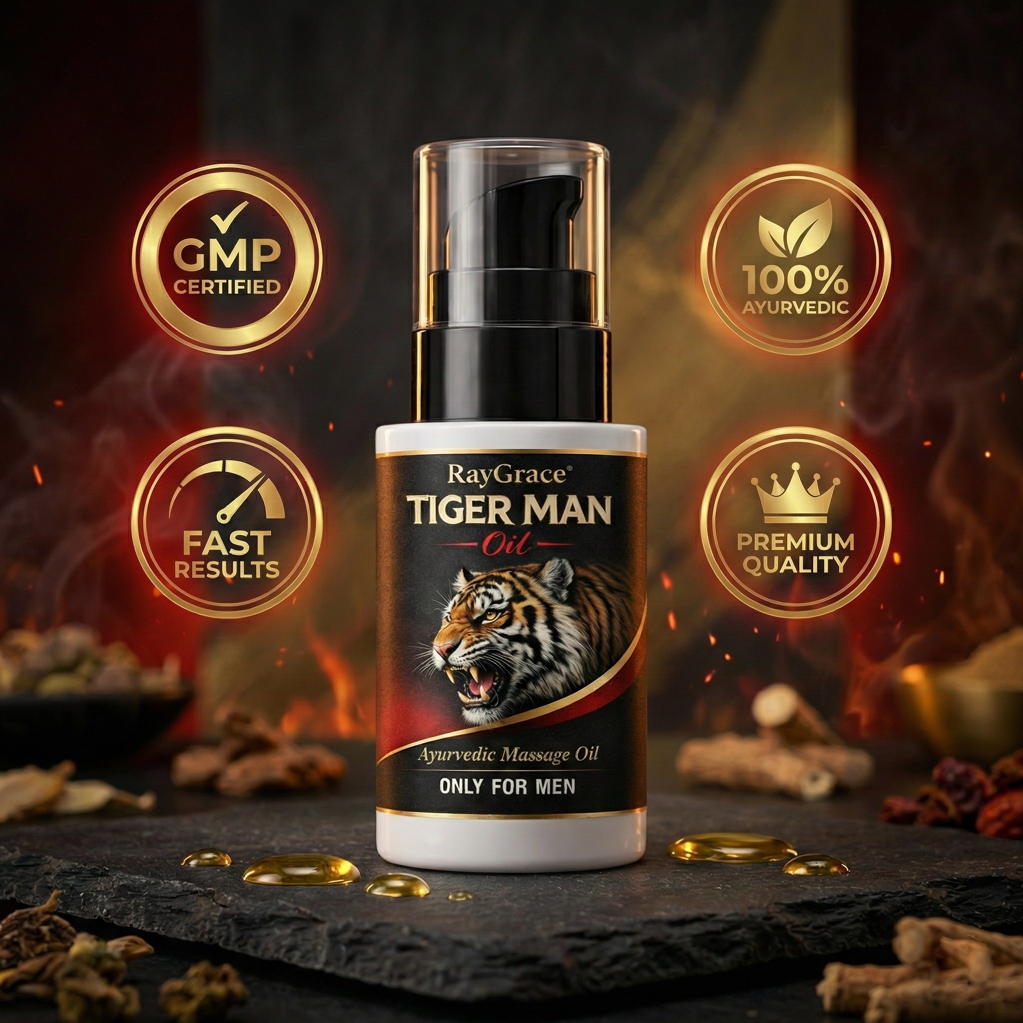 Tiger Man Oil – Ayurvedic Power Massage Oil for Strength & Stamina