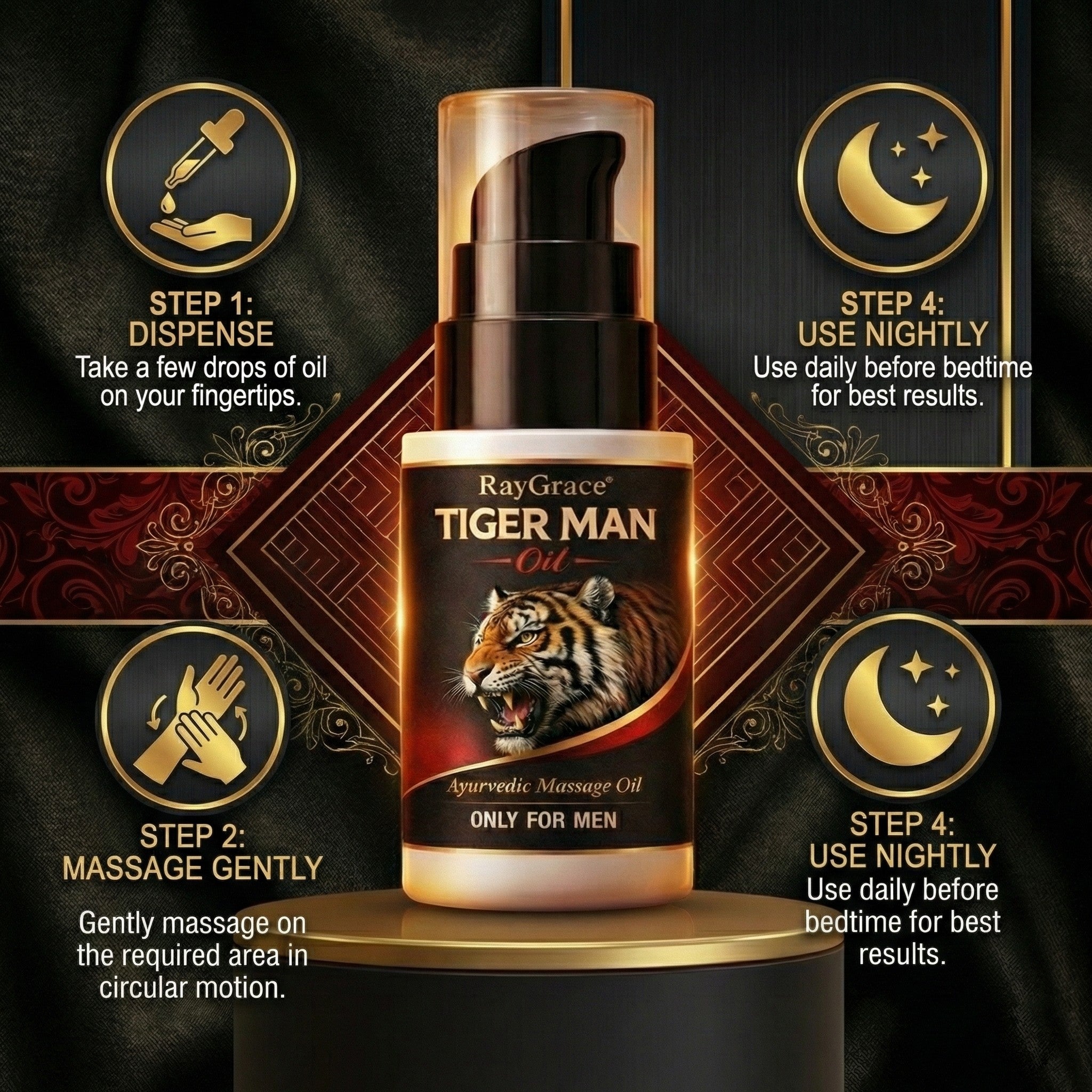 Tiger Man Oil – Ayurvedic Power Massage Oil for Strength & Stamina