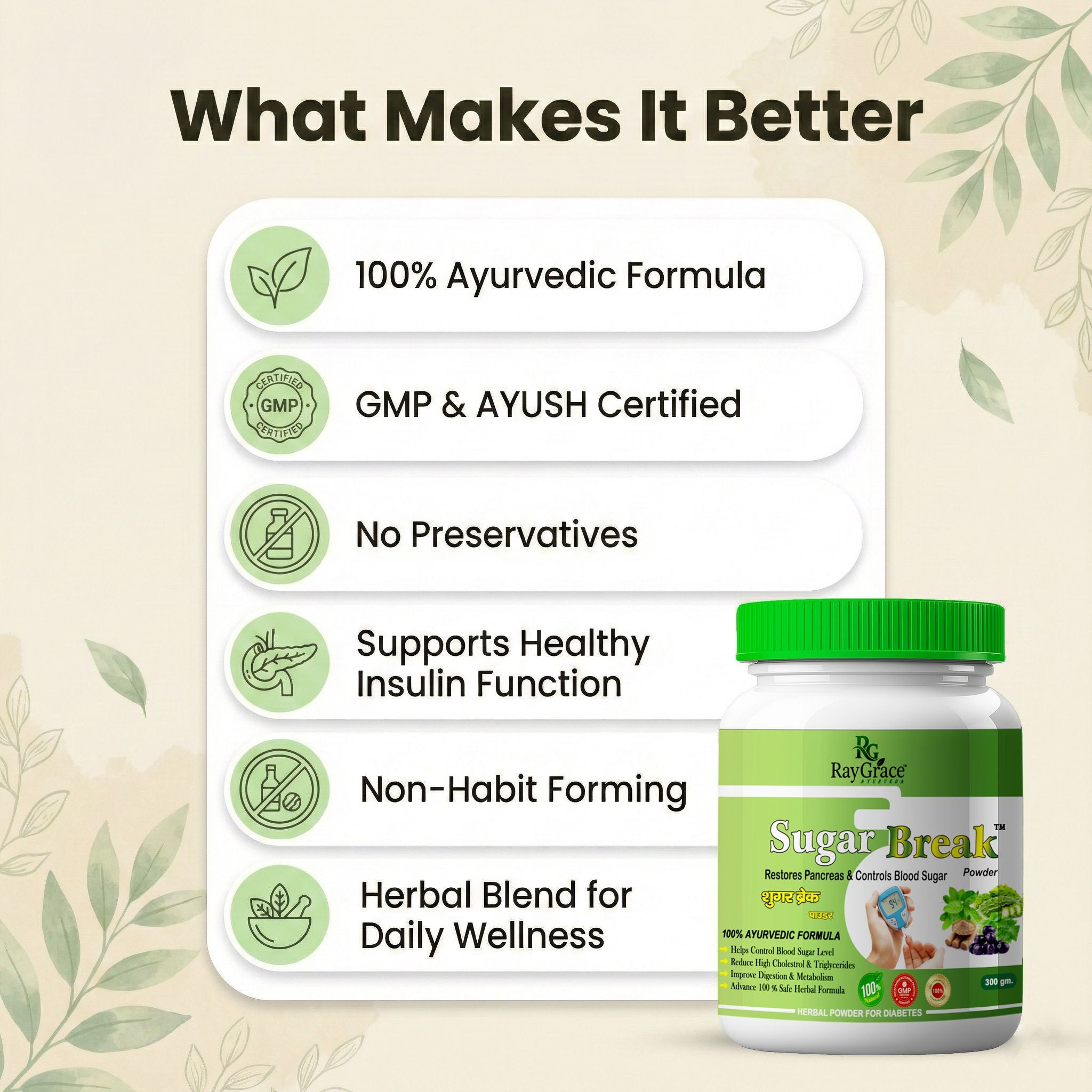 Sugar Break Powder - Ayurvedic Formula for Diabetes Care (300g)