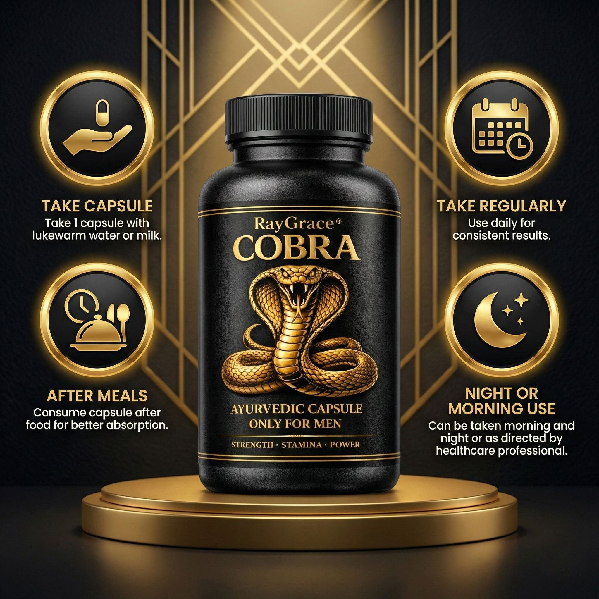 COBRA Ayurvedic Capsules for Men – Natural Strength, Energy & Vitality Support Formula