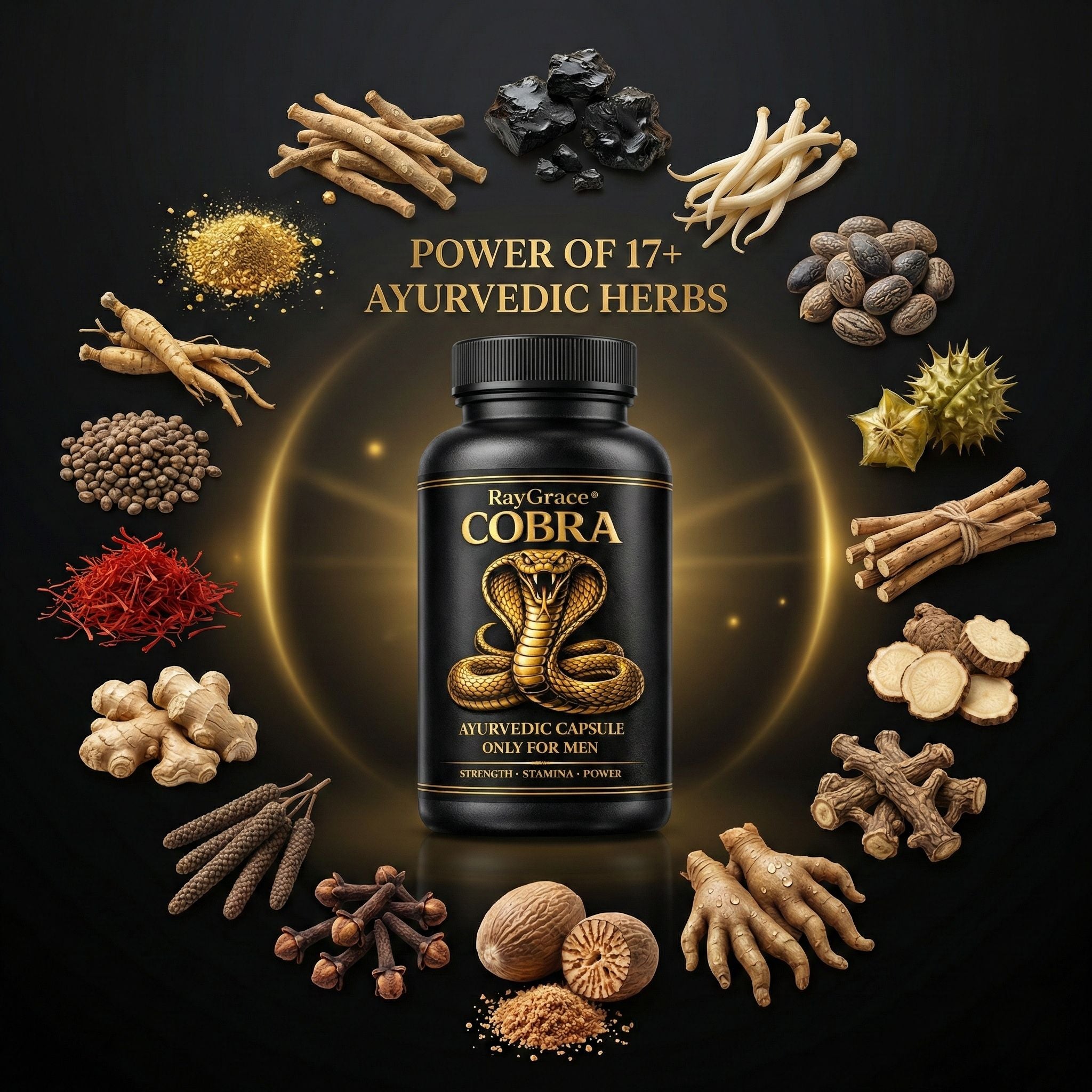 COBRA Ayurvedic Capsules for Men – Natural Strength, Energy & Vitality Support Formula